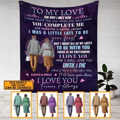 Personalized To My Love The Day I Met You Old Couple Wife Husband Anniversary Fleece Blanket Gifts