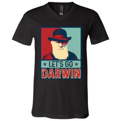 2TM. Lets Go Darwin, Black, V-Neck T-Shirt