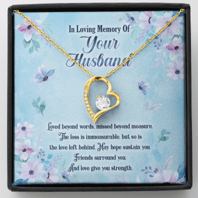 In Loving Memory Of Your Husband Forever Love Pendant Necklace - Husband Memorial Necklace - Forever Love Necklace (18K Yellow Gold)