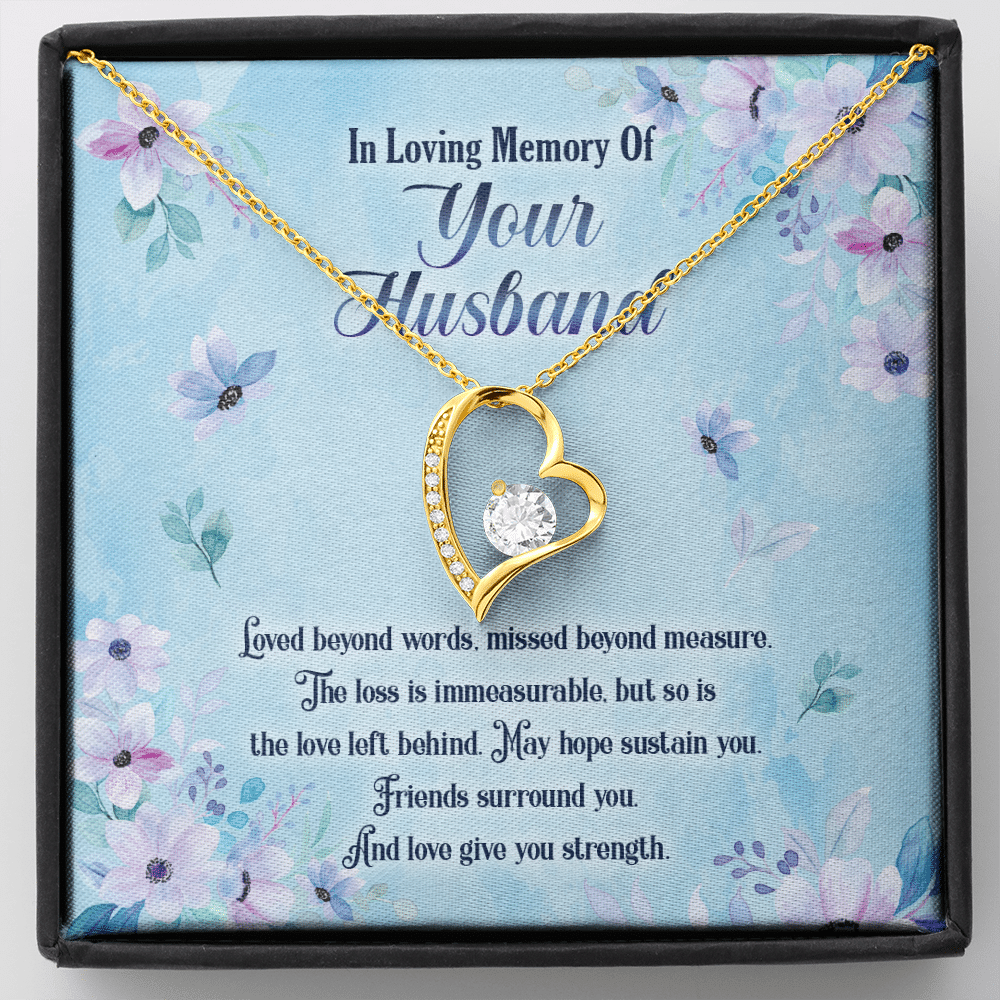 In Loving Memory Of Your Husband Forever Love Pendant Necklace - Husband Memorial Necklace - Forever Love Necklace (18K Yellow Gold)
