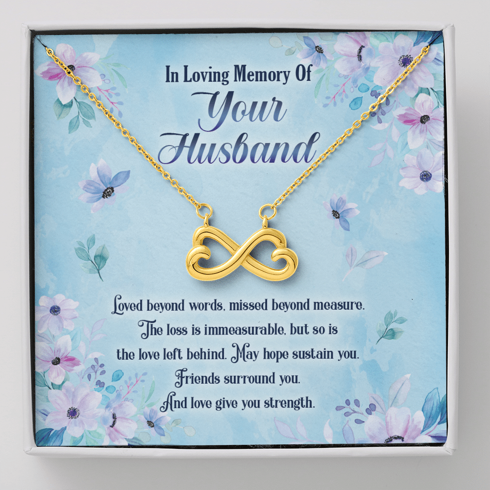 In Loving Memory Of Your Husband Infinity Love Pendant Necklace - Husband Memorial Necklace - Infinity Heart Necklace (18K Yellow Gold)