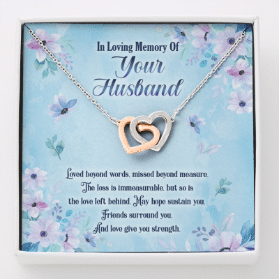 In Loving Memory Of Your Husband Interlocking Hearts Pendant Necklace - Husband Memorial Necklace - Interlocking Hearts Necklace