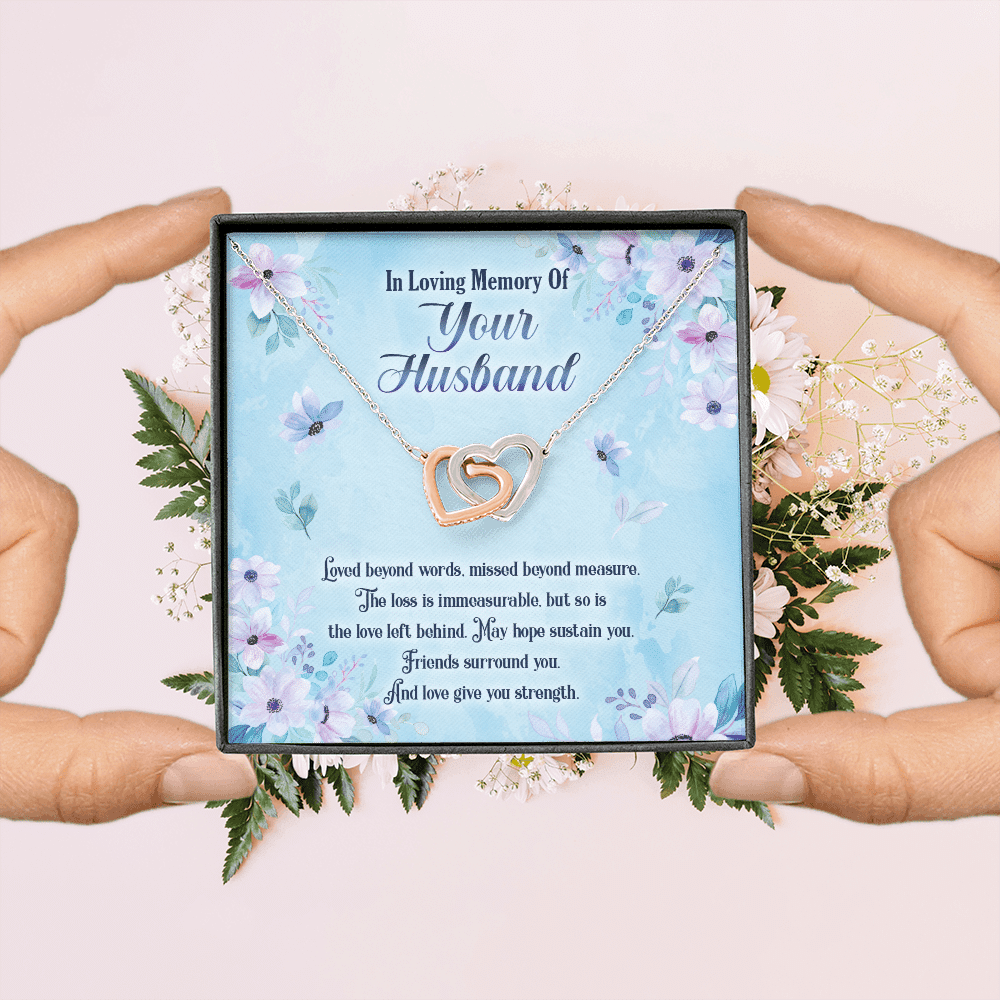 In Loving Memory Of Your Husband Interlocking Hearts Pendant Necklace - Husband Memorial Necklace