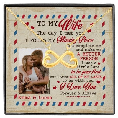 Custom Photo To My Wife The Day I Met You I Found My Missing Piece Personalized Infinity Heart Necklace