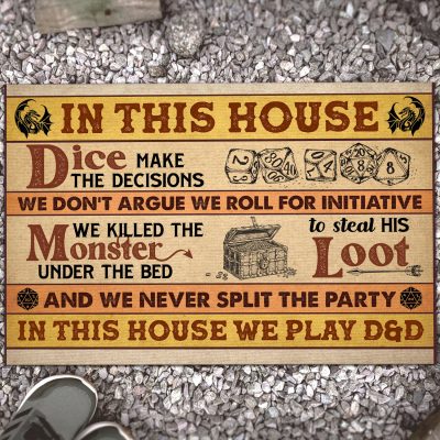 In This House Dice Make The Decisions We Don't Argue We Roll For Initiative DND House Doormat - Outdoor Indoor Doormat