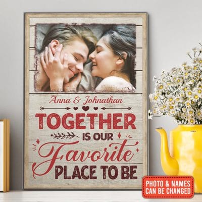 Alternative view of Personalized Photo Together Is Our Favorite Place To Be Couple Framed Canvas - Unframed Poster Wall Art