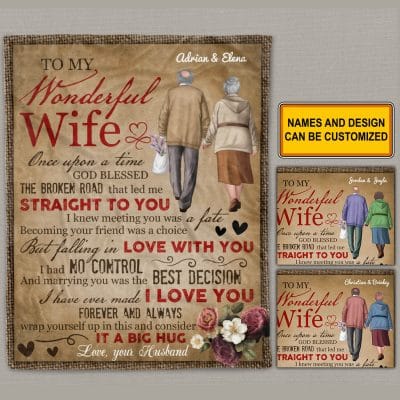 Personalized Old Couple To My Wonderful Wife Blanket - Gift For Wife From Husband - Custom Old Couple Throw Blanket