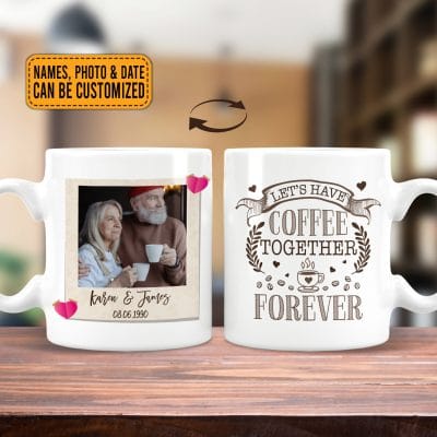 Alternative view of Personalized Photo Let's Have Coffee Together Forever Ceramic Coffee Mug - Gifts For Him Her Couples