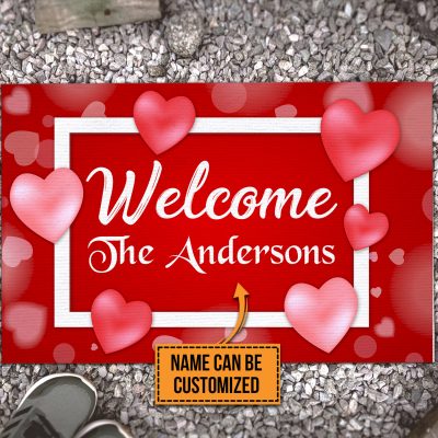 Alternative view of Family Name Gifts for Home Decor Personalized Welcome Heart Valentines Gifts Entrance Indoor Outdoor Decorative Doormat
