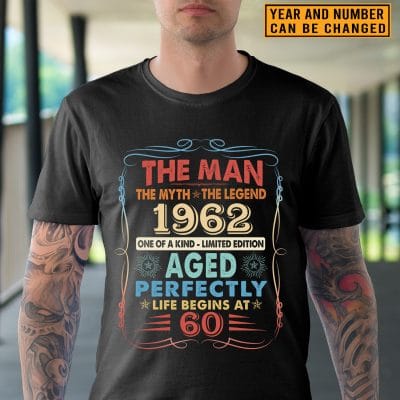 Alternative view of Personalized The Man The Myth The Legend One Of A Kind Aged Perfectly T-Shirt - Custom Old Man Hoodie - Sweatshirt