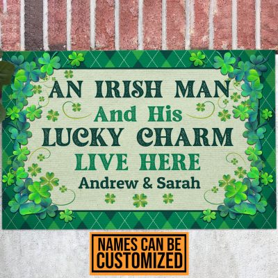 Personalized An Irish Man And His Lucky Charm Live Here St Patrick's Day House Doormat - Outdoor Indoor Doormat