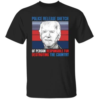 4VT. Biden Police Release Sketch, Black, Unisex T-Shirt
