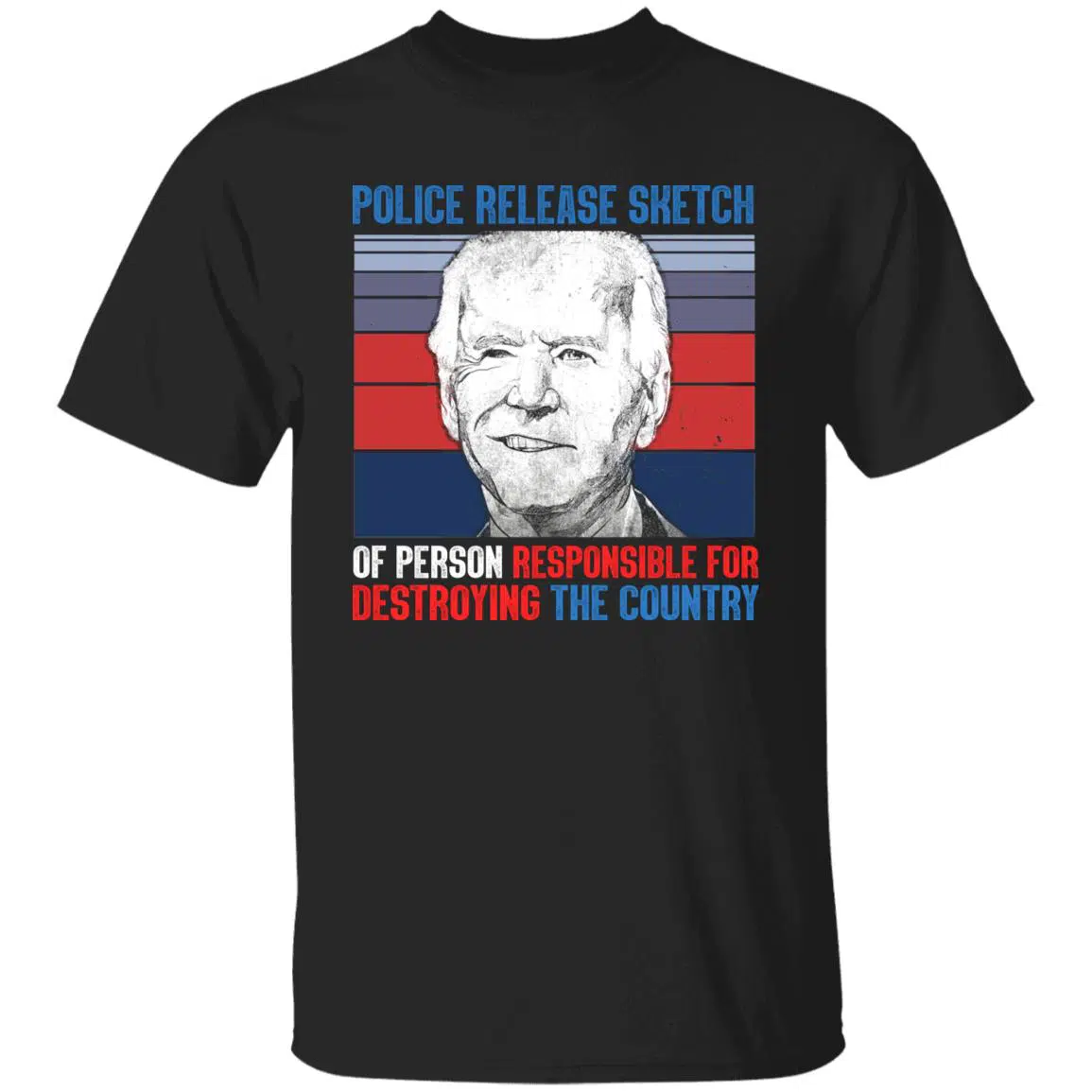4VT. Biden Police Release Sketch, Black, Unisex T-Shirt