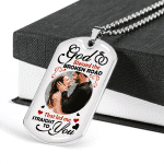 Custom Photo God Blessed The Broken Road Anniversary Dog Tag Pendant Necklace - Personalized Couple Necklace
