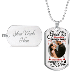 Custom Photo God Blessed The Broken Road Anniversary Dog Tag Pendant Necklace - Personalized Couple Necklace