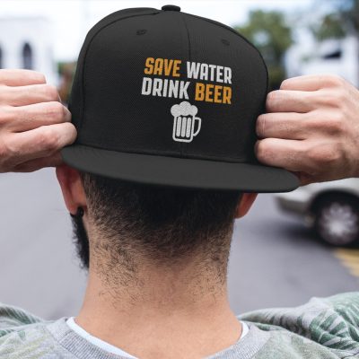 Alternative view of Save Water Drink Beer Funny Drinking Beer Twill Cap - Snapback Hat