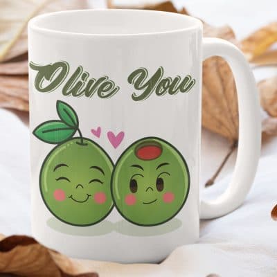 Olive You Anniversary Romantic Valentine's Day Coffee Mug - Beer Stein - Water Bottle - Color Changing Mug