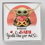Personalized Baby Yoda One For Me Infinity Heart Pendant Necklace - Valentines Day Gifts For Girlfriend Wife - Infinity Heart Necklace (18K Yellow Gold)