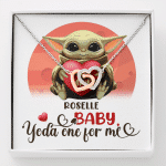 Personalized Baby Yoda One For Me Interlocking Hearts Pendant Necklace - Valentines Gifts For Girlfriend Wife - Interlocking Hearts Necklace