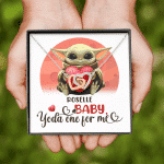 Personalized Baby Yoda One For Me Interlocking Hearts Pendant Necklace - Valentines Gifts For Girlfriend Wife