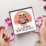Personalized Baby Yoda One For Me Interlocking Hearts Pendant Necklace - Valentines Gifts For Girlfriend Wife