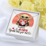 Personalized Baby Yoda One For Me Love Knot Necklace - Valentines Day Gifts For Her Girlfriend Wife