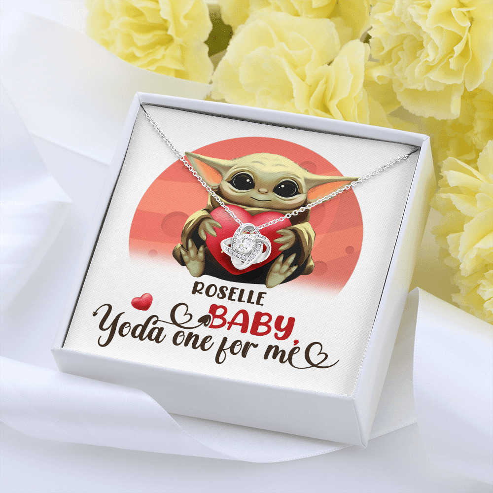 Personalized Baby Yoda One For Me Love Knot Necklace - Valentines Day Gifts For Her Girlfriend Wife
