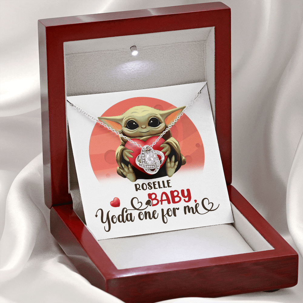 Personalized Baby Yoda One For Me Love Knot Necklace - Valentines Day Gifts For Her Girlfriend Wife