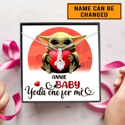 Alternative view of Personalized Baby Yoda One For Me Alluring Beauty Necklace - Valentines Day Gifts For Her Girlfriend Wife