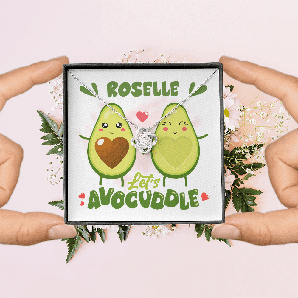 Personalized Let's Avocuddle Avocado Couples Girlfriends Wife Valentines Day Love Knot Necklace