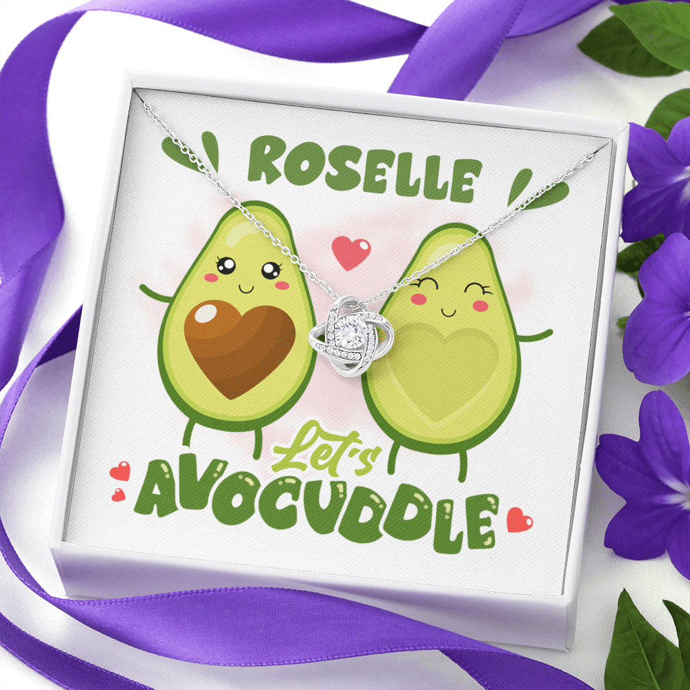Personalized Let's Avocuddle Avocado Couples Girlfriends Wife Valentines Day Love Knot Necklace