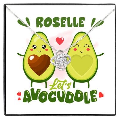 Personalized Let's Avocuddle Avocado Couples Girlfriends Wife Valentines Day Love Knot Necklace