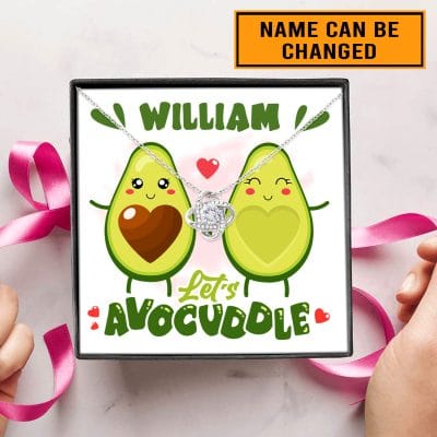 Alternative view of Personalized Let's Avocuddle Avocado Couples Girlfriends Wife Valentines Day Love Knot Necklace