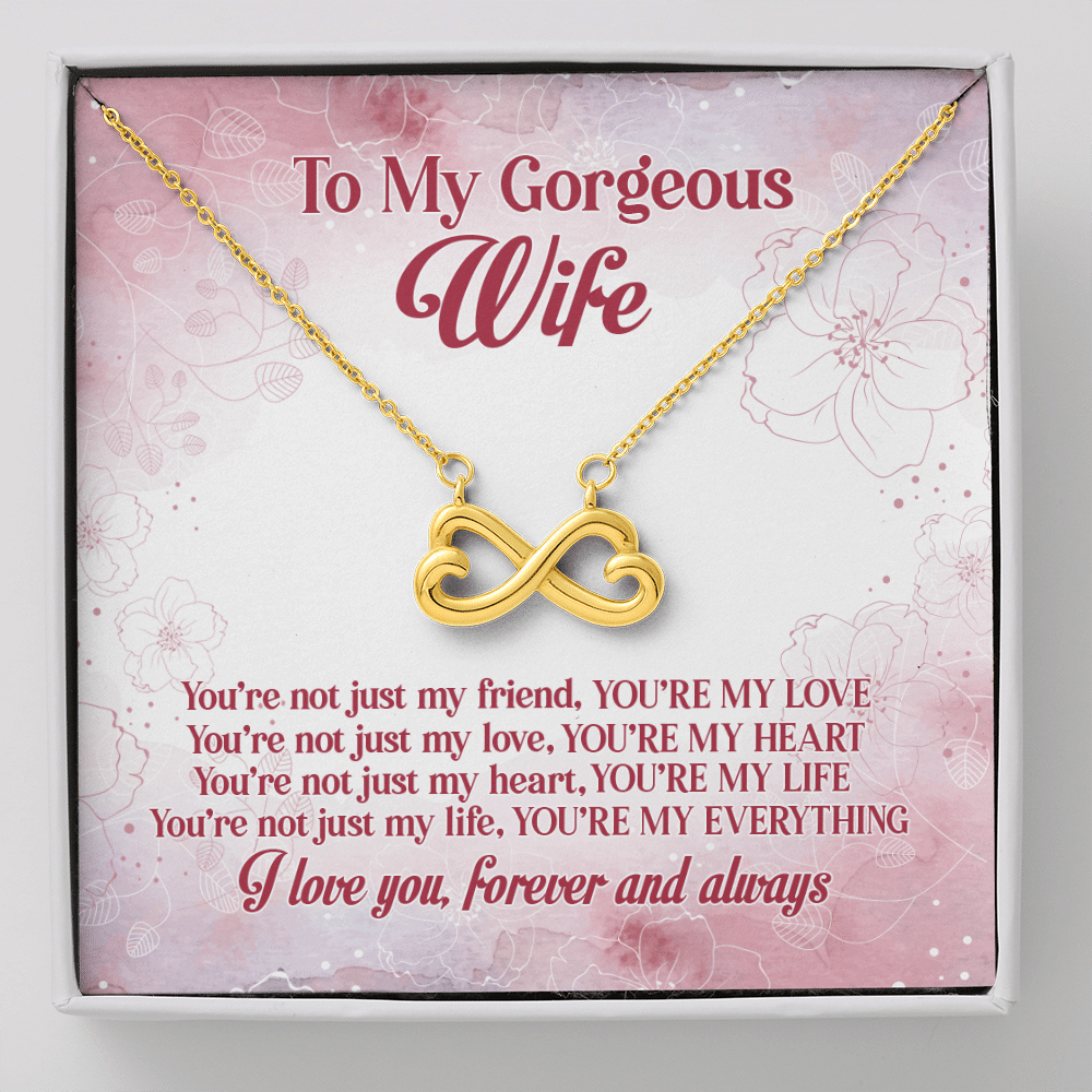To My Gorgeous Wife You're Not Just My Friend You're My Love Infinity Heart Pendant Necklace - Infinity Heart Necklace (18K Yellow Gold)