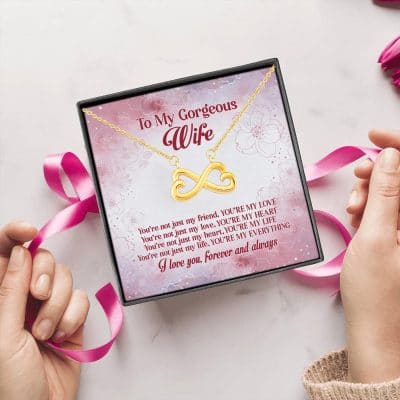 Alternative view of To My Gorgeous Wife You're Not Just My Friend You're My Love Infinity Heart Pendant Necklace