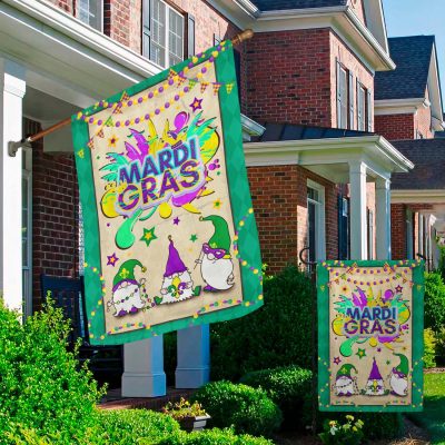 Alternative view of Mardi Gras Gnome Carnival Holiday Party Outdoor Indoor Decorative Garden Flag - House Flag - Wall Flag
