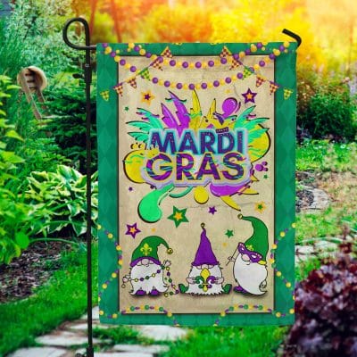 Mardi Gras Gnome Carnival Holiday Party Outdoor Indoor Decorative Garden Flag - House Flag - Wall Flag