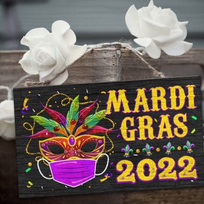 Alternative view of Happy Mardi Gras Holiday Decorative Rectangle Wooden Door Sign - Front Porch Sign Decor