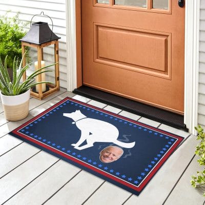 Alternative view of Dog Poop On Biden Head Funny Political Doormat - Outdoor Indoor Doormat