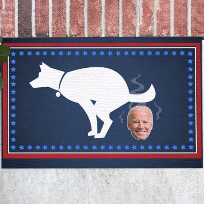 Dog Poop On Biden Head Funny Political Doormat - Outdoor Indoor Doormat