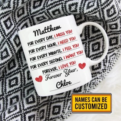 Alternative view of Personalized For Every Day I Miss For Every Hour I Need Boyfriend Coffee Mug - Travel Bottle