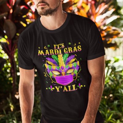 Alternative view of Mardi Gras Y’all Purple Mask Funny Holiday T-Shirt - Happy Mardi Gras Holiday Shirt Gift