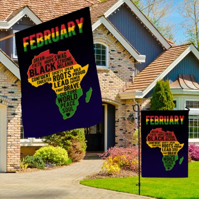 Alternative view of February Black History Month Africa Map Outdoor Indoor Decorative Garden Flag - House Flag - Wall Flag