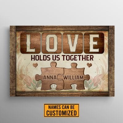 Alternative view of Personalized Love Holds Us Together Couple Framed Canvas Prints - Custom Couple Unframed Poster