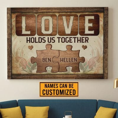 Personalized Love Holds Us Together Couple Framed Canvas Prints - Custom Couple Unframed Poster