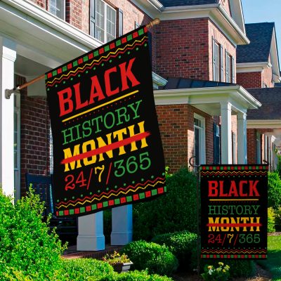Alternative view of Black History Month 24 7 365 Afro American Outdoor Indoor Decorative Garden Flag - House Flag - Wall Flag