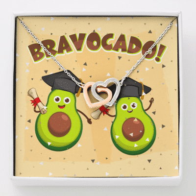 Bravocado Avocado Graduation Graduate Interlocking Hearts Pendant Necklace - College High School Jewelry Gift - Interlocking Hearts Necklace