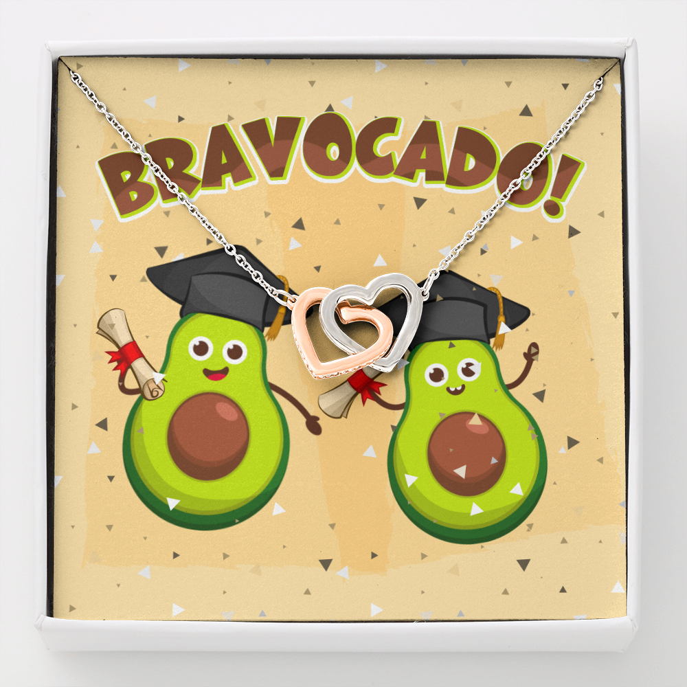 Bravocado Avocado Graduation Graduate Interlocking Hearts Pendant Necklace - College High School Jewelry Gift - Interlocking Hearts Necklace