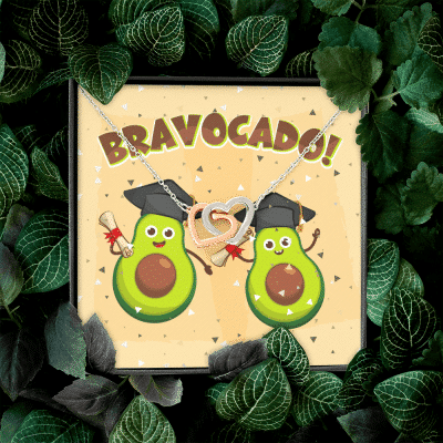 Bravocado Avocado Graduation Graduate Interlocking Hearts Pendant Necklace - College High School Jewelry Gift