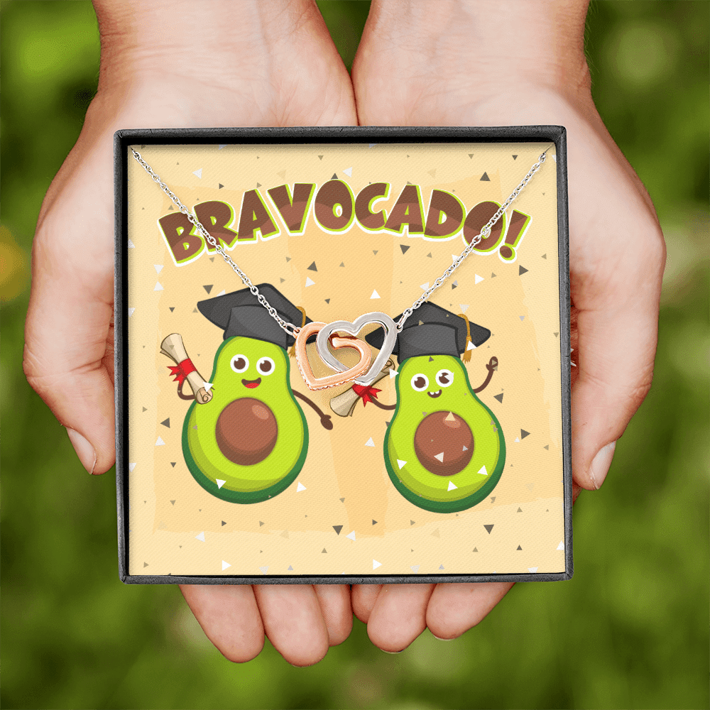 Bravocado Avocado Graduation Graduate Interlocking Hearts Pendant Necklace - College High School Jewelry Gift